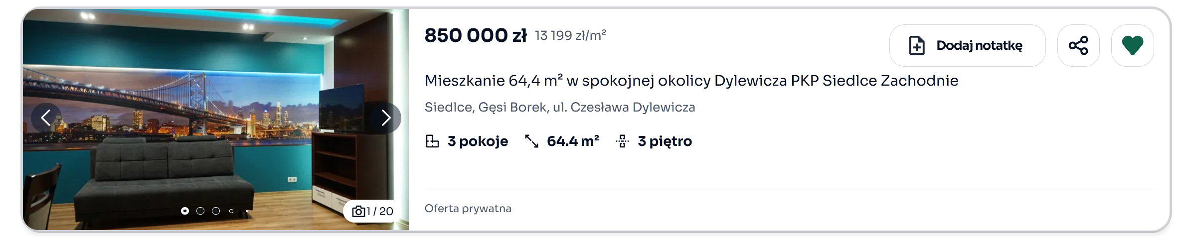 Zdjęcie mieszkania - kliknij, aby przejść do ogłoszenia na OTODOM